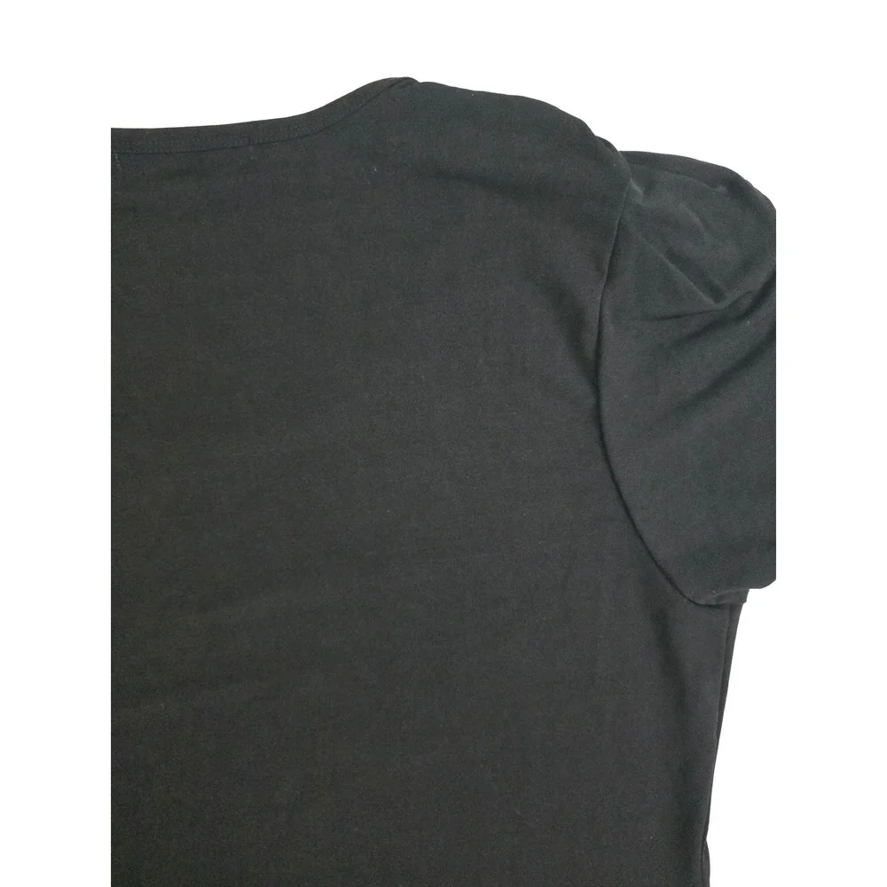 Michael Kors Black Pleated Petal Sleeve Scoop Neck Top Medium RN111818
